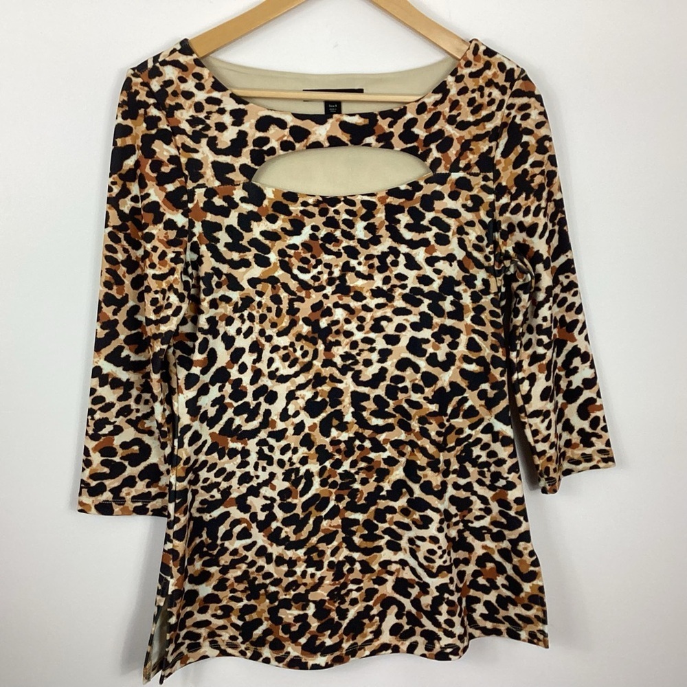 Boston Proper Beyond Travel Animal Print Top Size Small